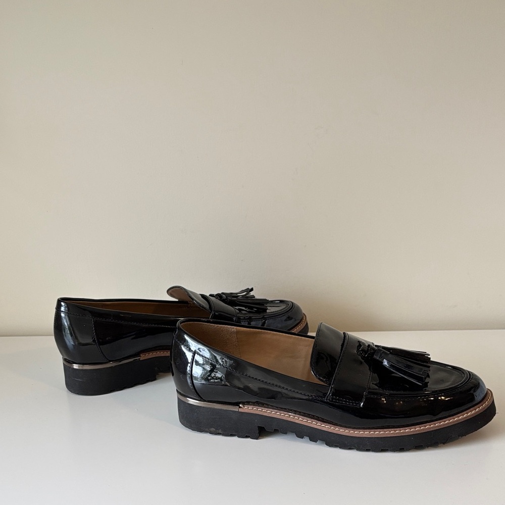 Franco Sarto L-Carolyn Women's Black Patent Tassel Loafers 06897 Size 9 EUC - Picture 9 of 14